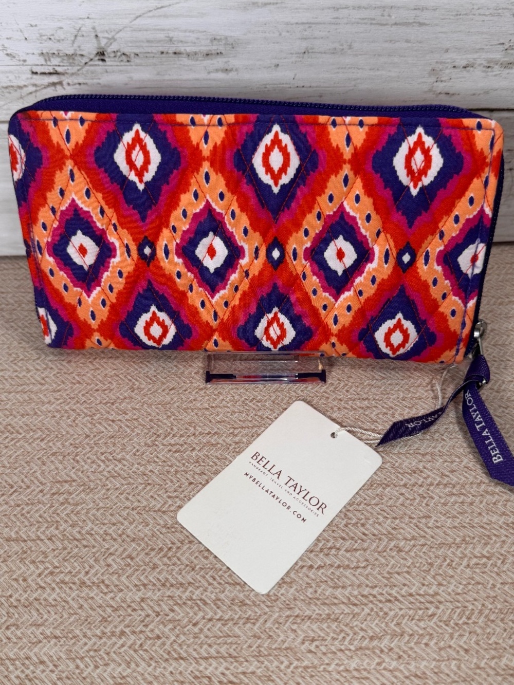 Bella Taylor Zip To It Wallet Somerset Orange Purple Geometric NWT